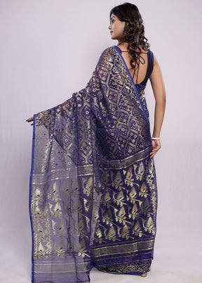 Blue Tant Cotton Saree Without Blouse Piece - Indian Silk House Agencies