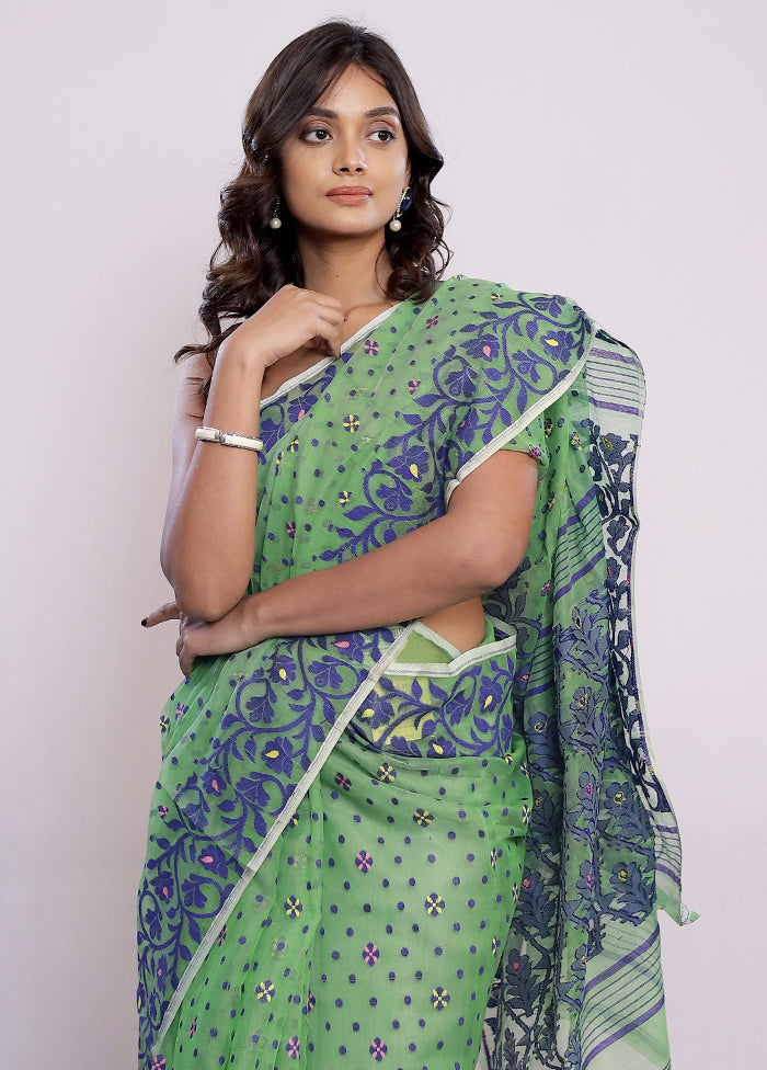 Green Tant Cotton Saree Without Blouse Piece - Indian Silk House Agencies