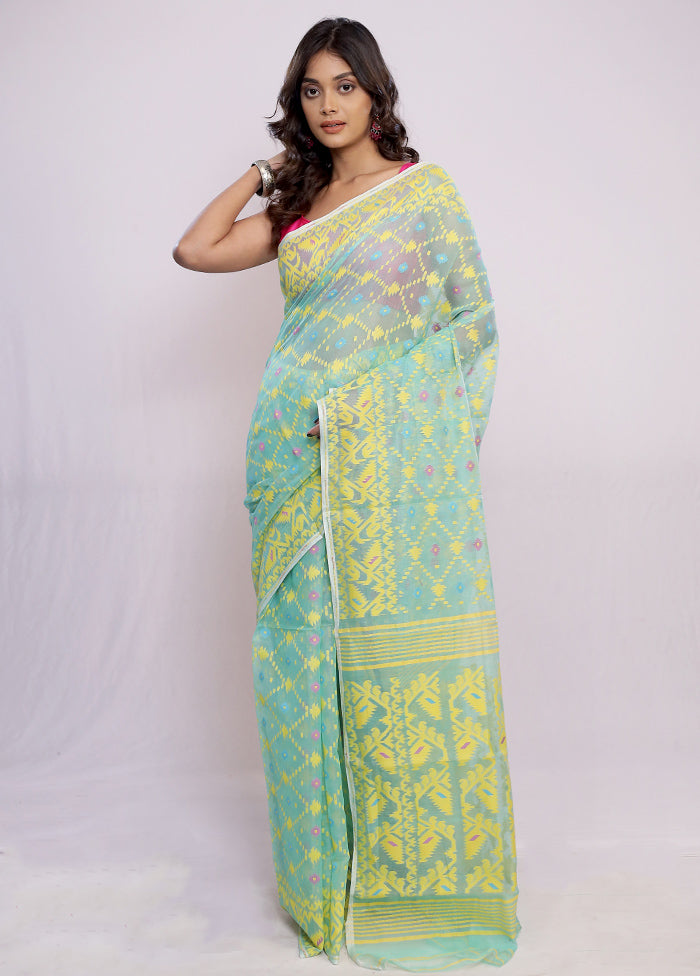 Green Tant Cotton Saree Without Blouse Piece - Indian Silk House Agencies