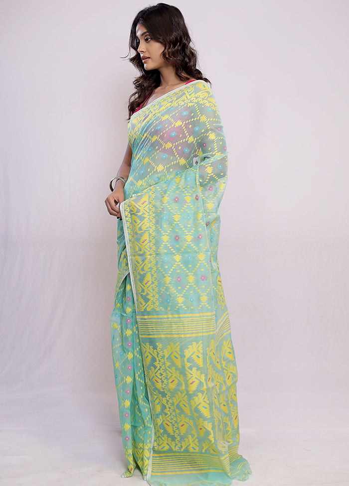 Green Tant Cotton Saree Without Blouse Piece - Indian Silk House Agencies