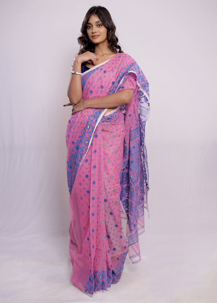 Pink Tant Cotton Saree Without Blouse Piece - Indian Silk House Agencies