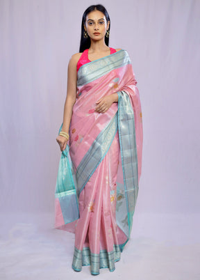 Pink Kora Silk Saree With Blouse Piece - Indian Silk House Agencies