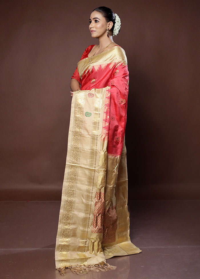 Pink Gadwal Pure Silk Saree Without Blouse Piece - Indian Silk House Agencies