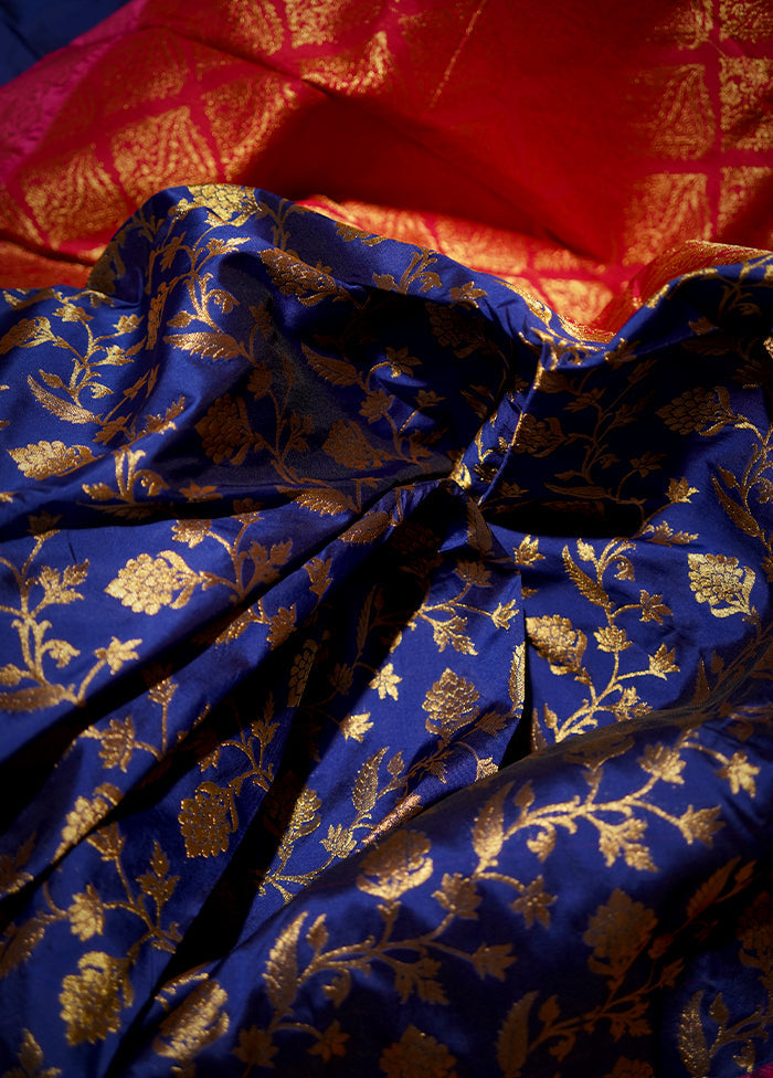 Blue Kanjivaram Silk Saree With Blouse Piece - Indian Silk House Agencies