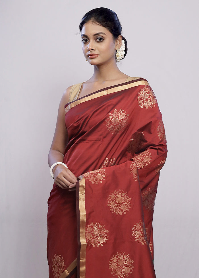 Maroon Kanjivaram Silk Saree With Blouse Piece - Indian Silk House Agencies