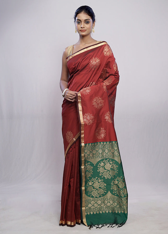 Maroon Kanjivaram Silk Saree With Blouse Piece - Indian Silk House Agencies