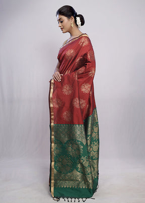 Maroon Kanjivaram Silk Saree With Blouse Piece - Indian Silk House Agencies