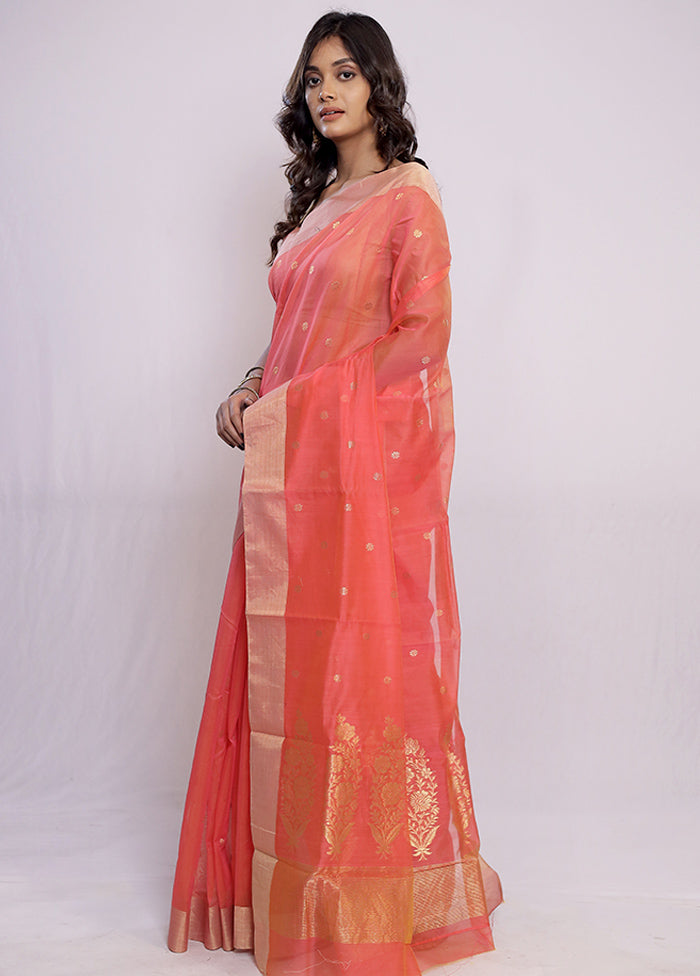 Pink Chanderi Pure Cotton Saree With Blouse Piece - Indian Silk House Agencies