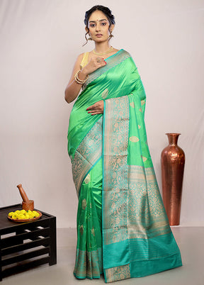 Green Katan Pure Silk Saree With Blouse Piece - Indian Silk House Agencies