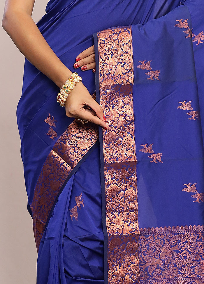 Blue Kanjivaram Silk Saree With Blouse Piece - Indian Silk House Agencies