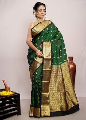 Green Kanjivaram Pure Silk Saree With Blouse Piece - Indian Silk House Agencies