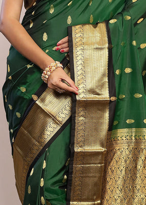 Green Kanjivaram Pure Silk Saree With Blouse Piece - Indian Silk House Agencies