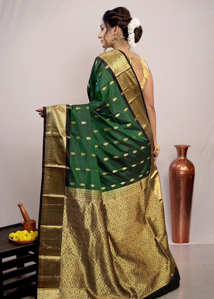 Green Kanjivaram Pure Silk Saree With Blouse Piece - Indian Silk House Agencies