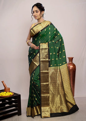 Green Kanjivaram Pure Silk Saree With Blouse Piece - Indian Silk House Agencies