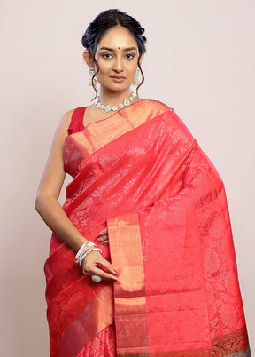 Pink Kanjivaram Pure Silk Saree With Blouse Piece - Indian Silk House Agencies