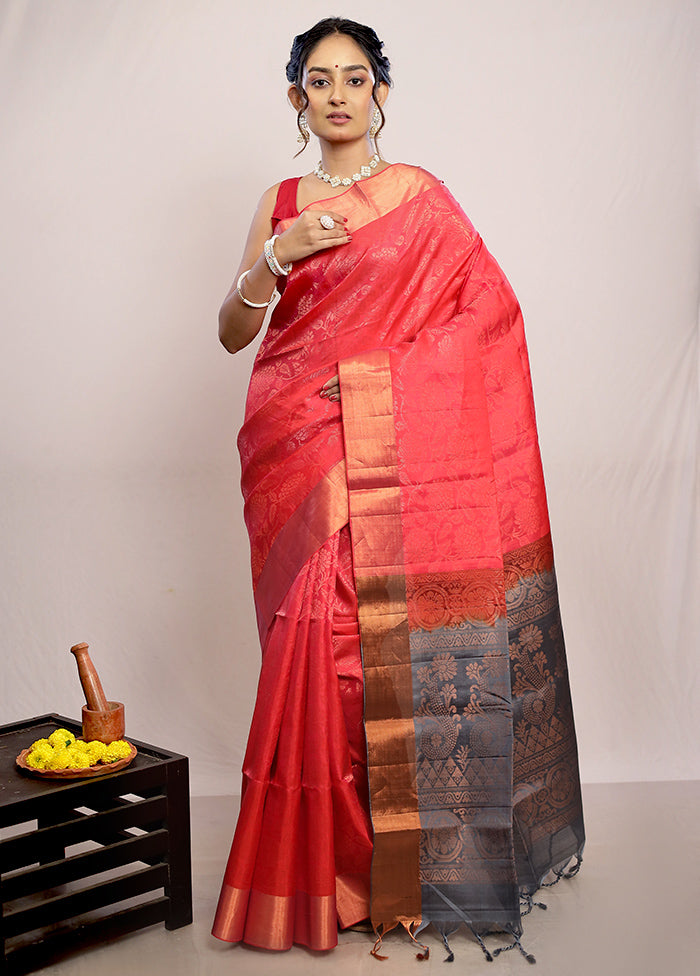 Pink Kanjivaram Pure Silk Saree With Blouse Piece - Indian Silk House Agencies