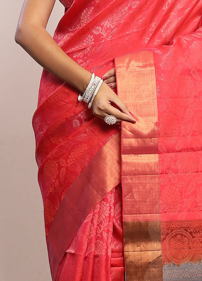 Pink Kanjivaram Pure Silk Saree With Blouse Piece - Indian Silk House Agencies