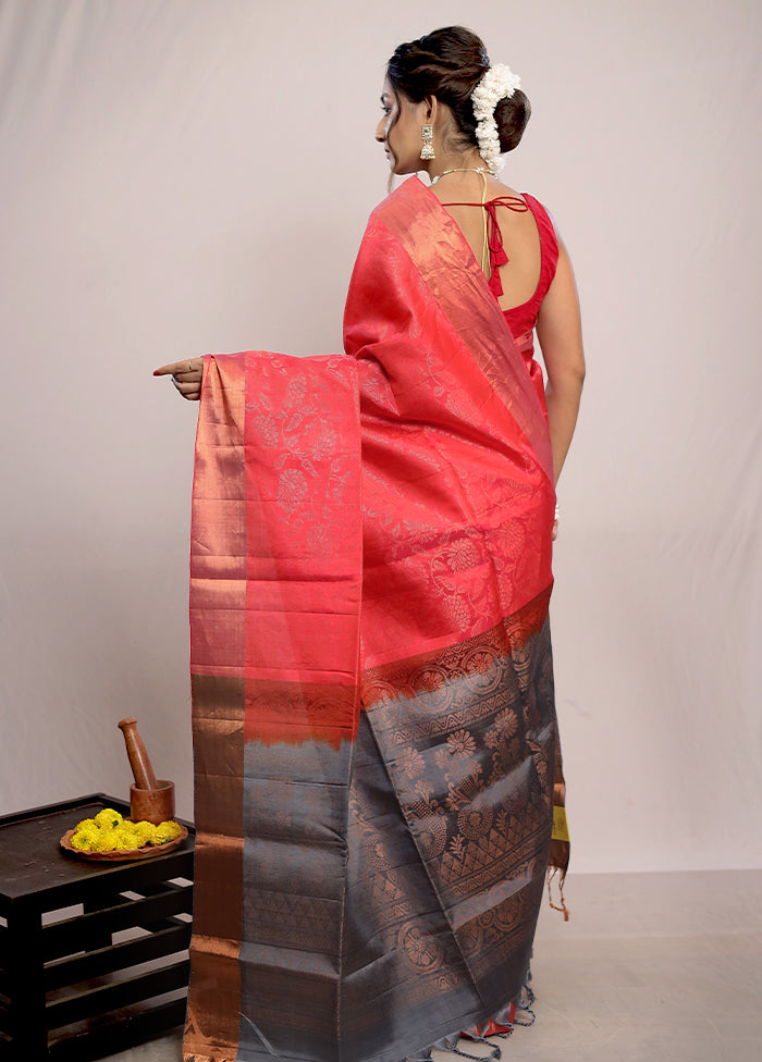 Pink Kanjivaram Pure Silk Saree With Blouse Piece - Indian Silk House Agencies