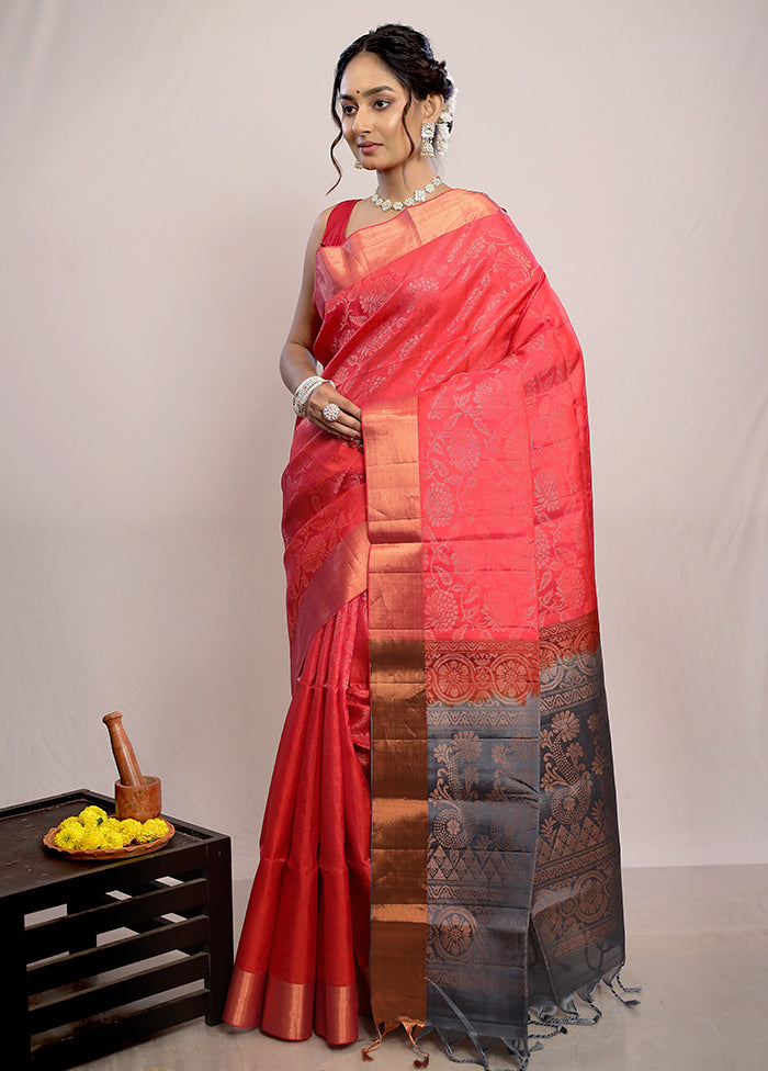 Pink Kanjivaram Pure Silk Saree With Blouse Piece - Indian Silk House Agencies