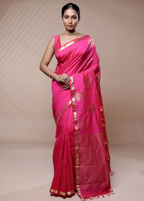 Pink Kanjivaram Silk Saree Without Blouse Piece - Indian Silk House Agencies