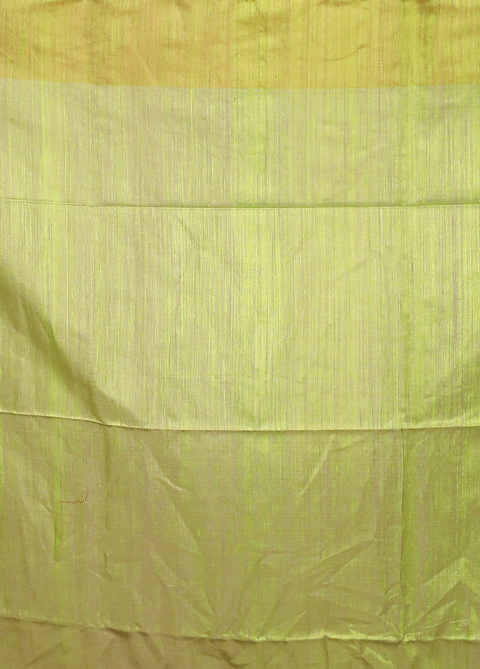 Green Handloom Matka Pure Silk Saree With Blouse Piece