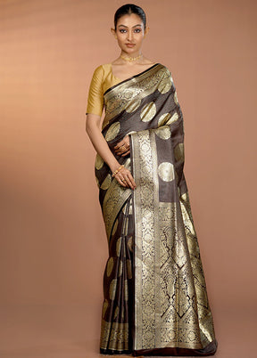 Blue Banarasi Silk Saree With Blouse Piece