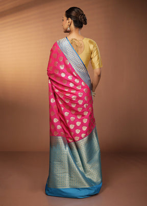 Pink Uppada Silk Saree With Blouse Piece