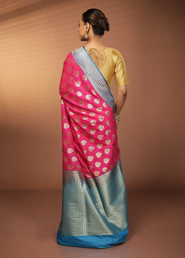 Pink Uppada Silk Saree With Blouse Piece
