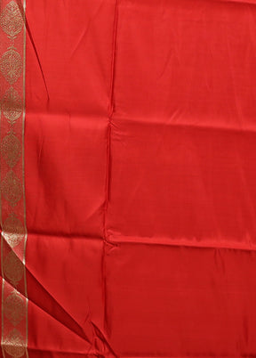 Red Handloom Banarasi Pure Silk Saree With Blouse Piece