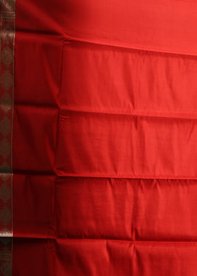 Red Handloom Banarasi Pure Silk Saree With Blouse Piece