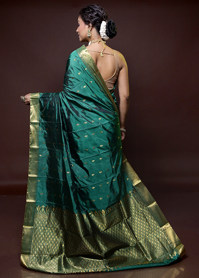 Green Kanjivaram Silk Saree With Blouse Piece