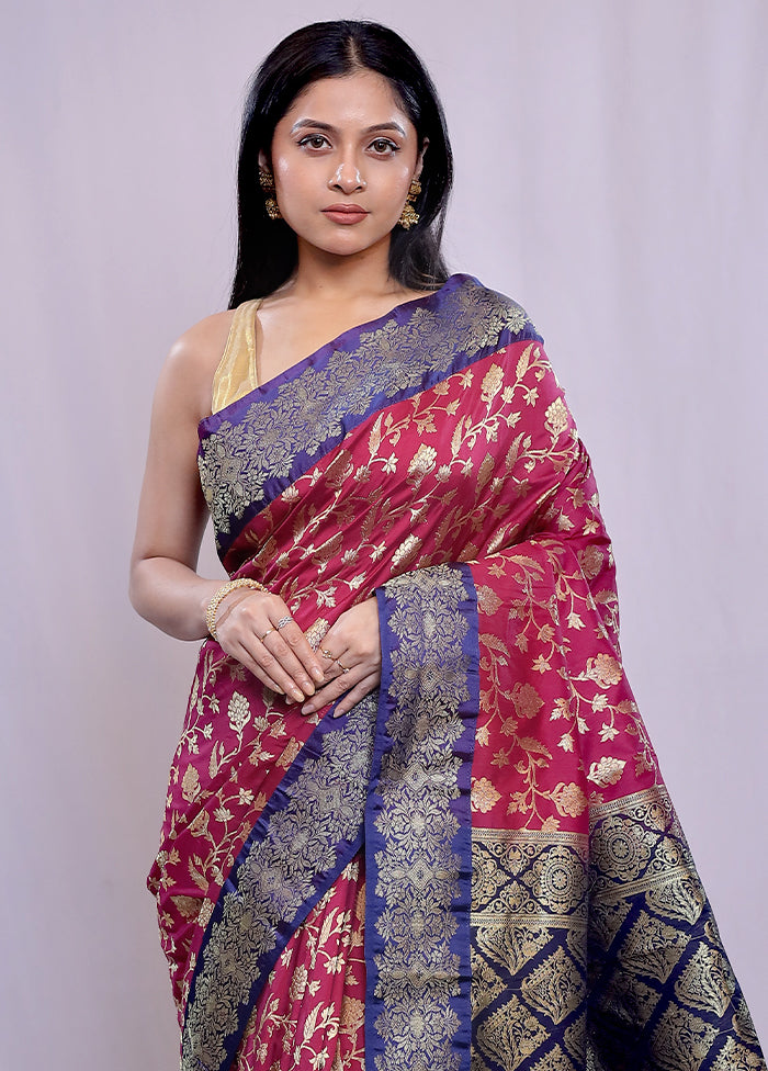 Purple Kanjivaram Silk Saree With Blouse Piece - Indian Silk House Agencies