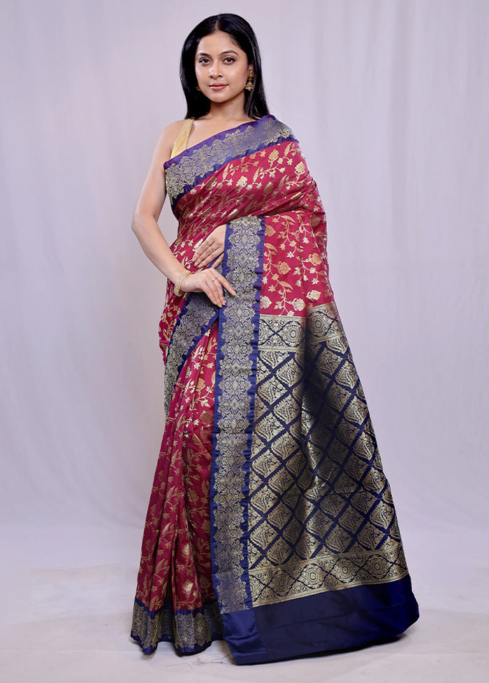 Purple Kanjivaram Silk Saree With Blouse Piece - Indian Silk House Agencies