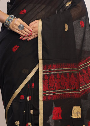 Black Matka Silk Saree With Blouse Piece - Indian Silk House Agencies