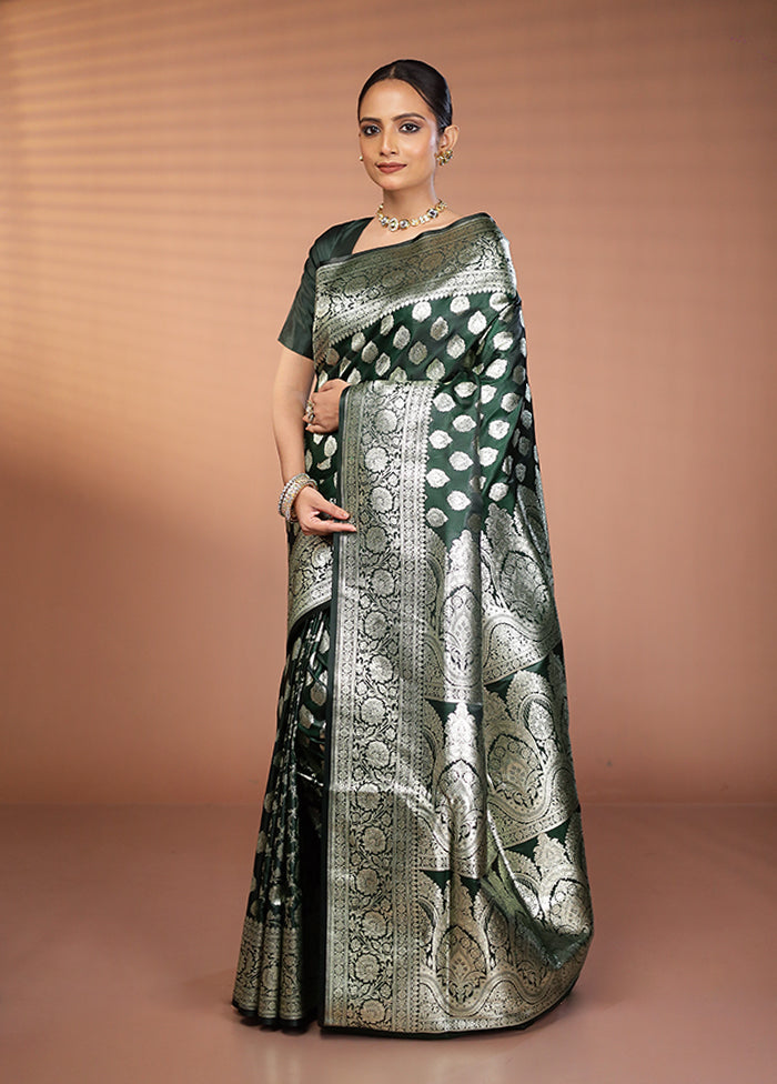 Blue Banarasi Silk Saree With Blouse Piece