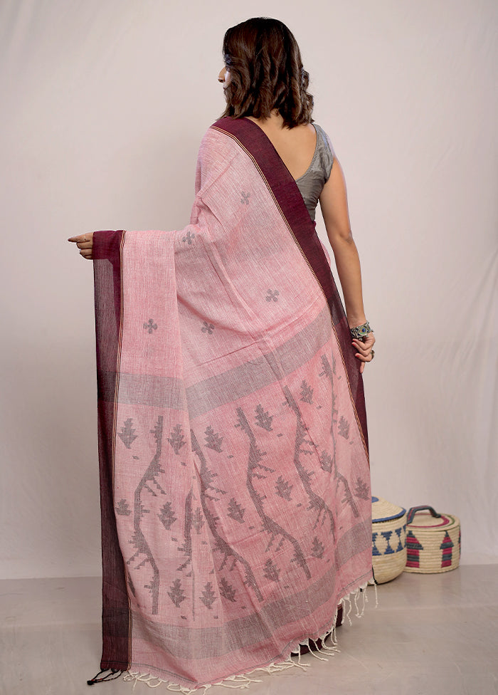 Pink Pure Cotton Saree With Blouse Piece - Indian Silk House Agencies