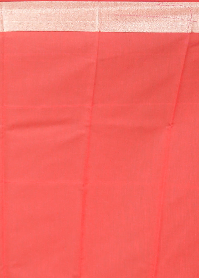 Red Cotton Saree With Blouse Piece