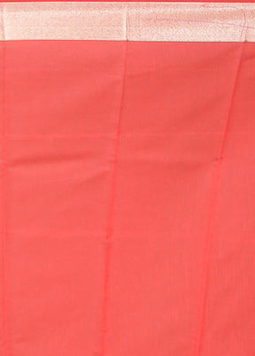 Red Cotton Saree With Blouse Piece