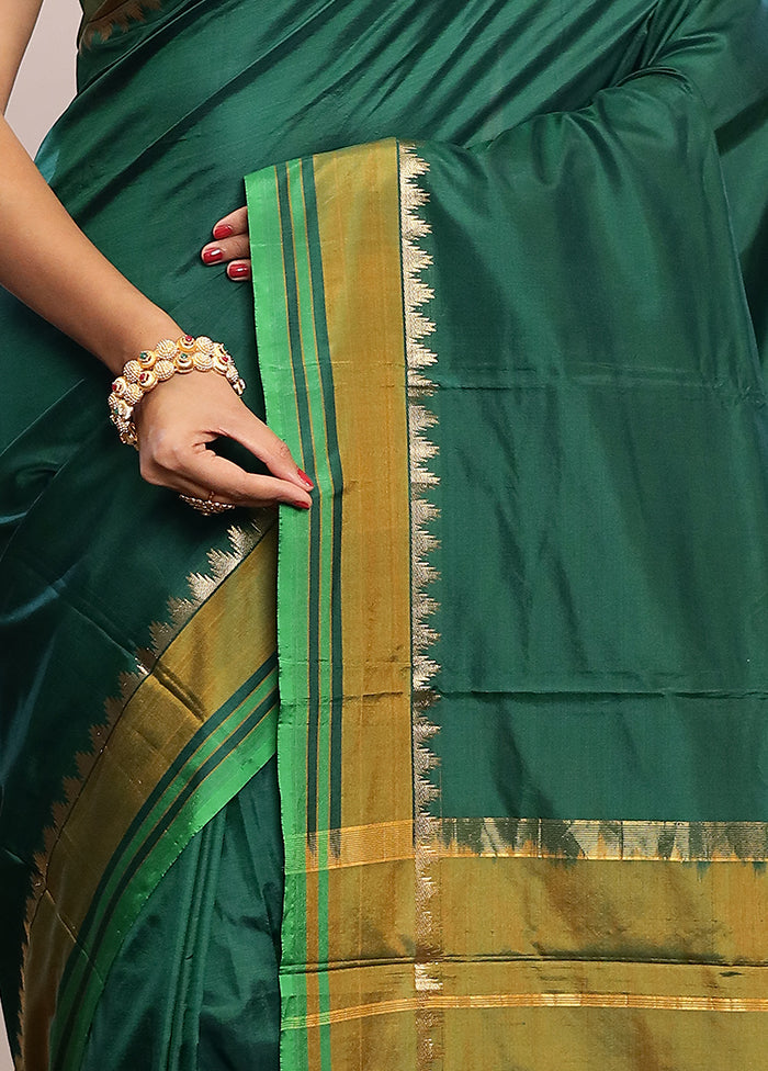 Green Kanjivaram Pure Silk Saree With Blouse Piece - Indian Silk House Agencies