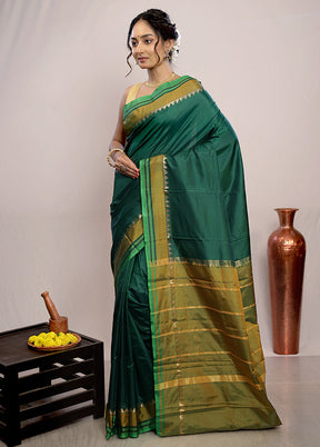 Green Kanjivaram Pure Silk Saree With Blouse Piece - Indian Silk House Agencies