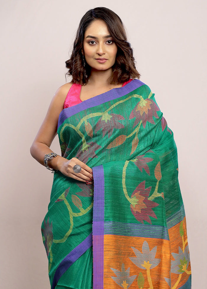 Green Matka Pure Silk Saree With Blouse Piece - Indian Silk House Agencies