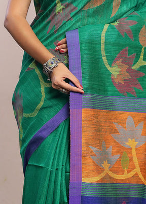 Green Matka Pure Silk Saree With Blouse Piece - Indian Silk House Agencies