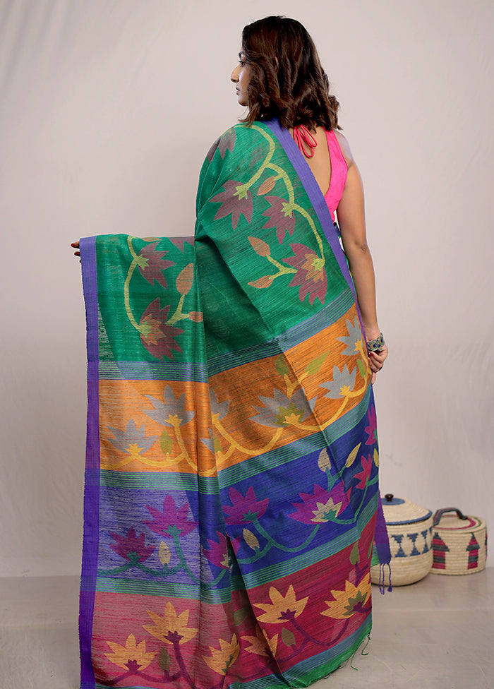 Green Matka Pure Silk Saree With Blouse Piece - Indian Silk House Agencies