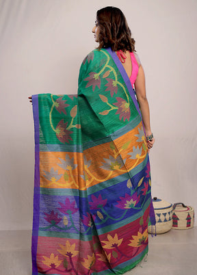 Green Matka Pure Silk Saree With Blouse Piece - Indian Silk House Agencies