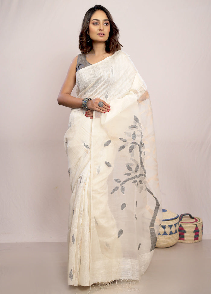 White Matka Pure Silk Saree With Blouse Piece - Indian Silk House Agencies