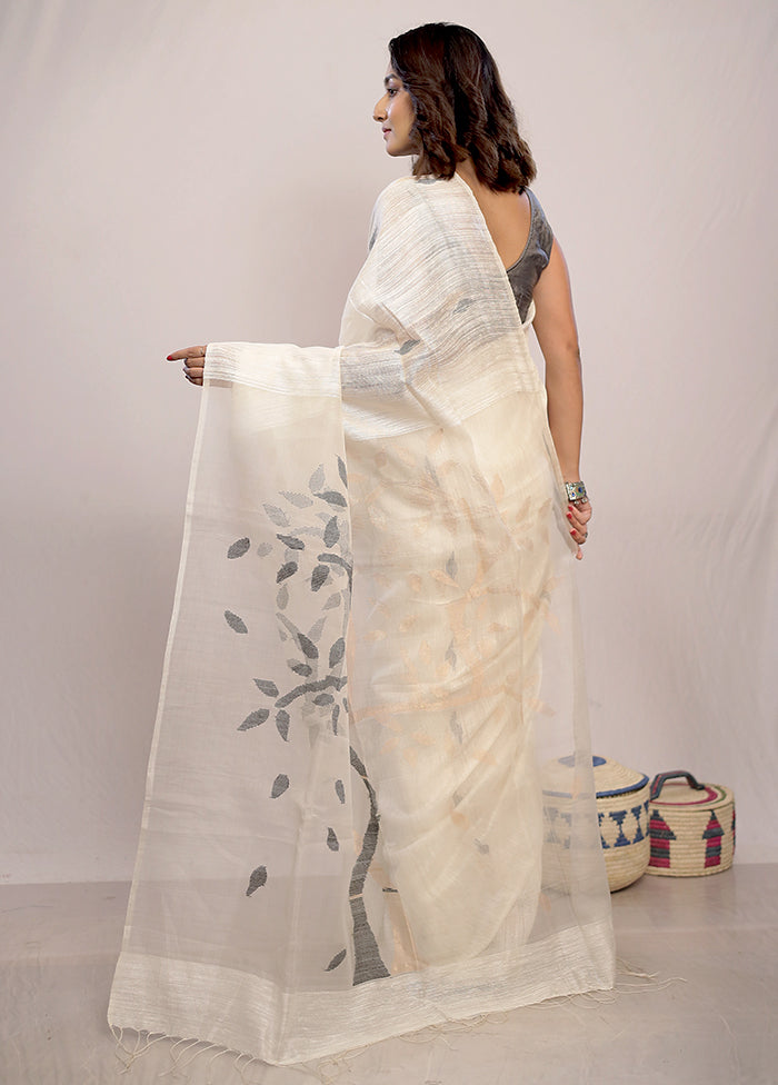 White Matka Pure Silk Saree With Blouse Piece - Indian Silk House Agencies