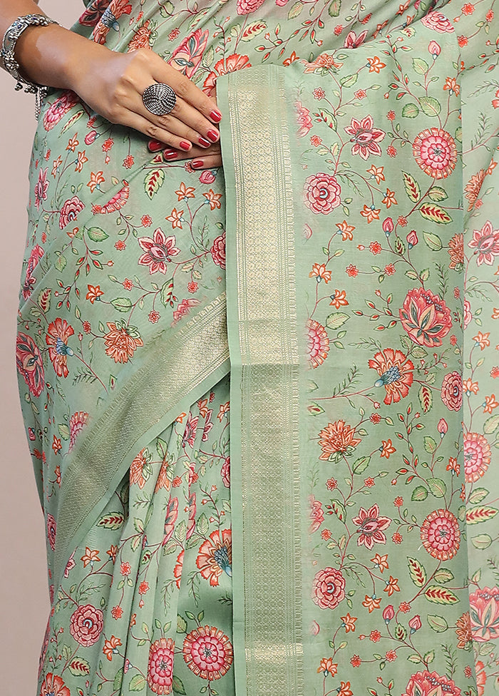 Green Tussar Silk Saree With Blouse Piece - Indian Silk House Agencies