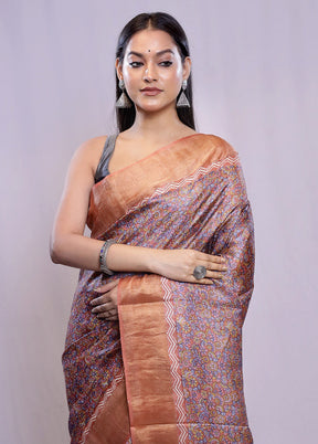 Pink Tussar Silk Saree With Blouse Piece - Indian Silk House Agencies