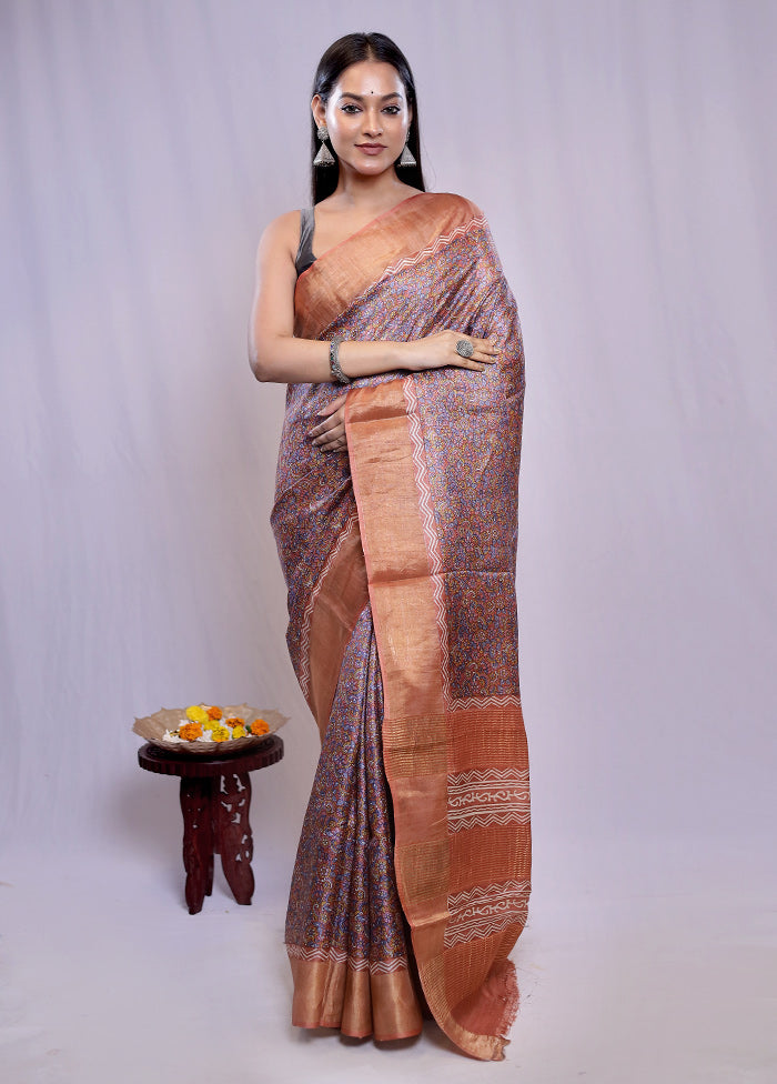 Pink Tussar Silk Saree With Blouse Piece - Indian Silk House Agencies