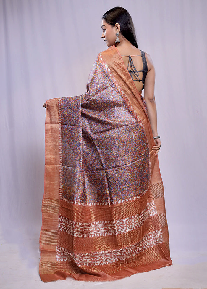 Pink Tussar Silk Saree With Blouse Piece - Indian Silk House Agencies